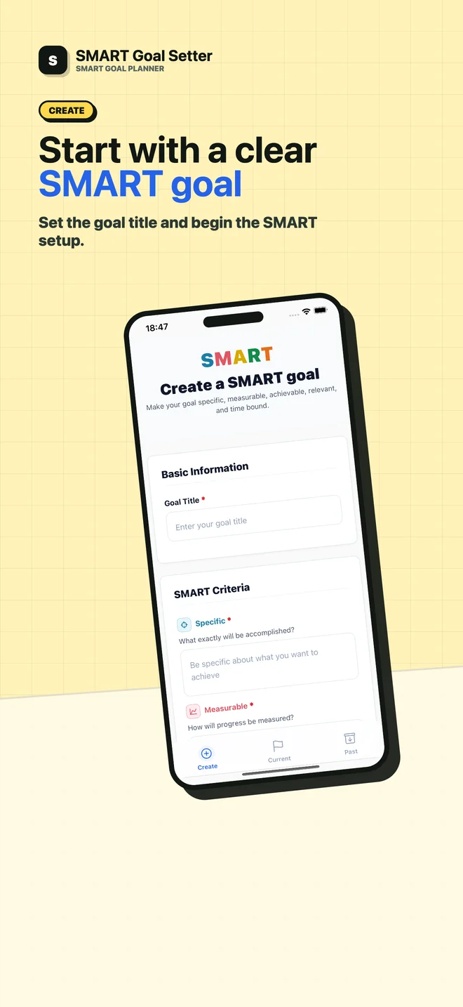 SMART goal setter product screenshot